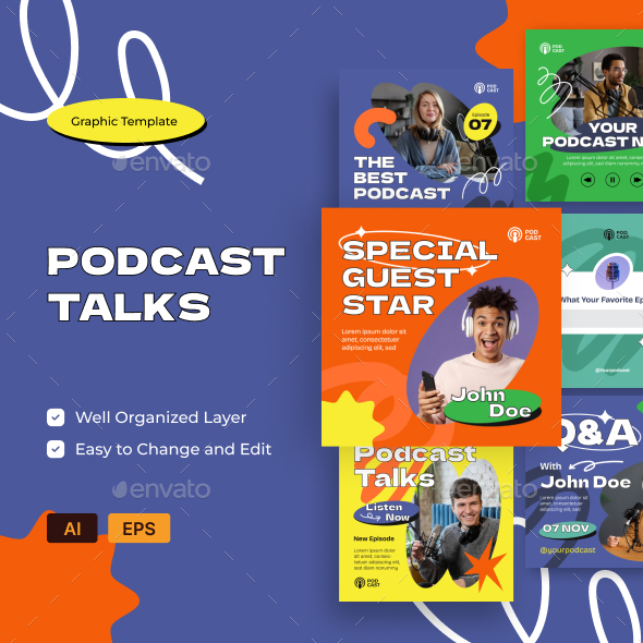 [DOWNLOAD]Podcast Talks Colorful Social Media Template AI