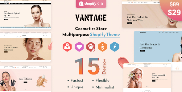 Vantage – Beauty Cosmetics Shopify Theme OS 2.0 – Multilanguage – RTL Support