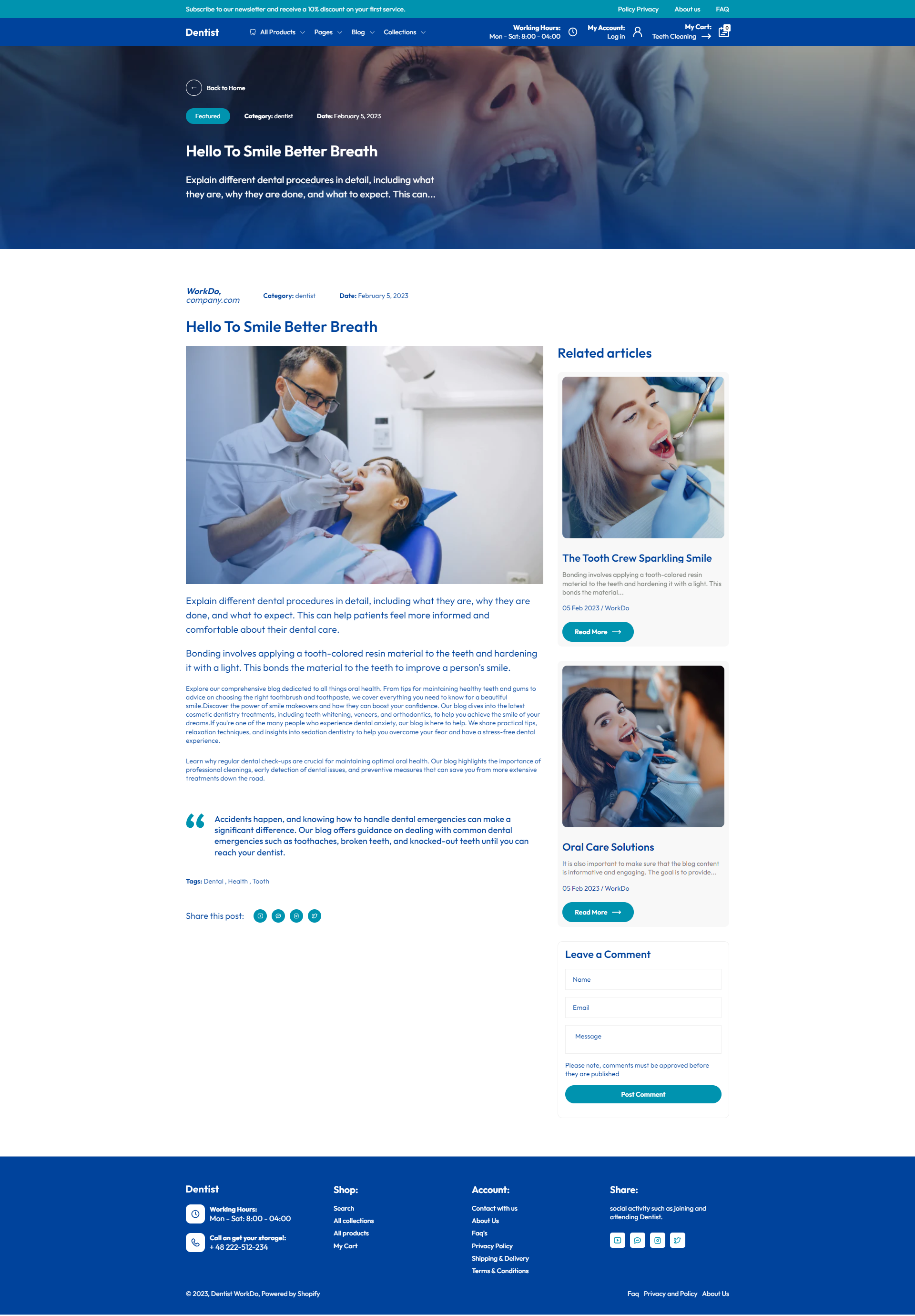 Dentist - Medical & Dental Clinic Shopify 2.0 Theme by RajodiyaInfotech