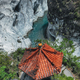 Authentic Asian Building with traditional Roof under the Gorge River in Taroko National Park, - PhotoDune Item for Sale