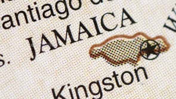 Jamaica Word Map, Kingston Capital Marked, Creative Text Font