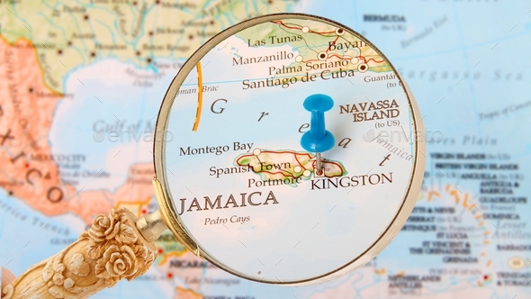 Jamaica Word Map, Kingston Capital Marked, Creative Text Font