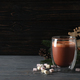 Concept of sweet drink, tasty cocoa drink with marshmallow, space for text - PhotoDune Item for Sale