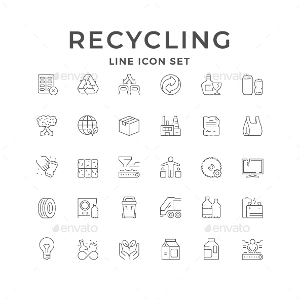 Set Line Icons of Recycling