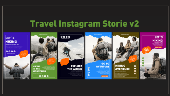 Travel Instagram Stories v2 Premiere Pro template preview