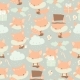 Seamless Pattern with Cute Cartoon Set of Foxes