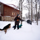 A family builds a slide in the yard in winter. - PhotoDune Item for Sale