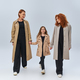 three generations, redhead women and girl in trench coats holding hands and walking on grey backdrop - PhotoDune Item for Sale