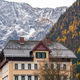 Building with Alps Mountains on background - Hallstatt, Austria - PhotoDune Item for Sale