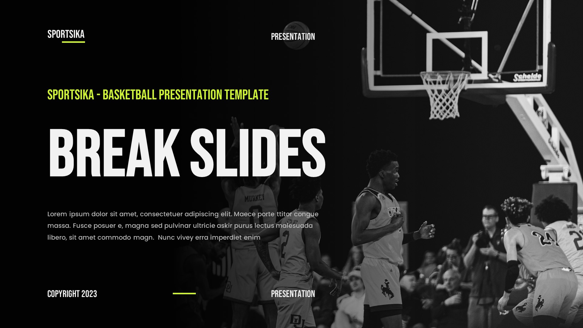 Sportsika - Sport Basketball Google Slides Template, Presentation Templates