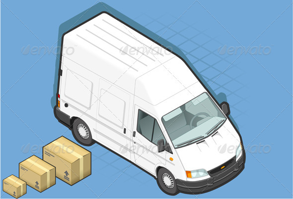 Isometric White Van with Some Packs - Miscellaneous Vectors