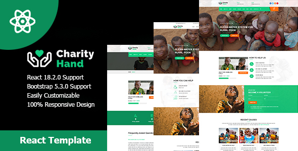 CharityHand - Charity / Nonprofit / Fundraising React + HTML Template