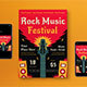 Black Flat Design Rock Music Festival Flyer Set