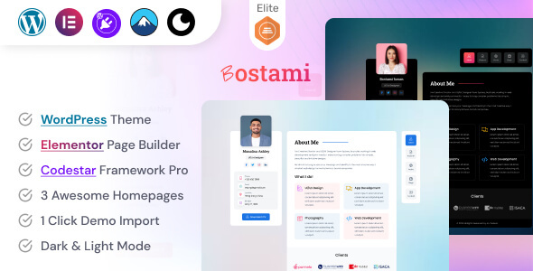 Bostami - Personal Portfolio / Resume WordPress Theme