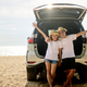 Family travel on beach, Family with car road trip at sea on summer - PhotoDune Item for Sale