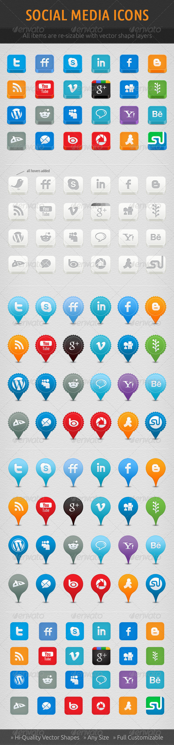 Social Network Icon Set - Web Icons