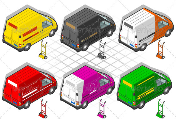 Isometric Delivery Truck in Six Livery - Miscellaneous Vectors