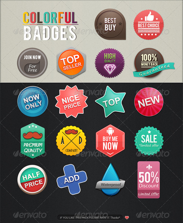 Colorful Badges - Badges & Stickers Web Elements