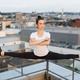 Woman athlete doing a sagittal split yoga pose