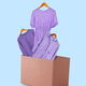 Clothes in cardboard box on blue background. - PhotoDune Item for Sale