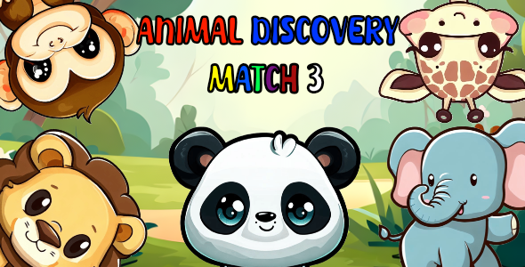 Animal Discovery Maatch 3 - HTML5 Game (With Construct 3 Source-code .c3p)