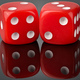 Closeup two red dice with reflection on black acrylic board - PhotoDune Item for Sale