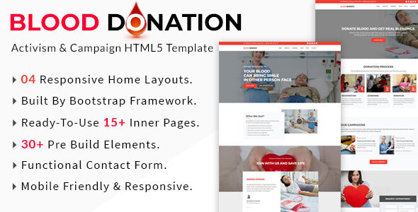 Blood Donation - Activism & Campaign HTML5 Template