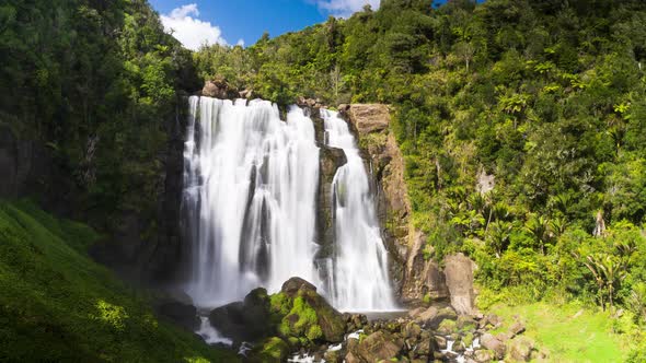 Marokopa Falls at Waitomo New Zealand Daytime Timelapse