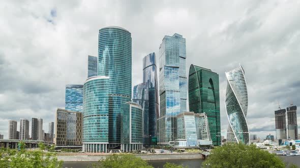Modern skyscrapers city towers business complex alt