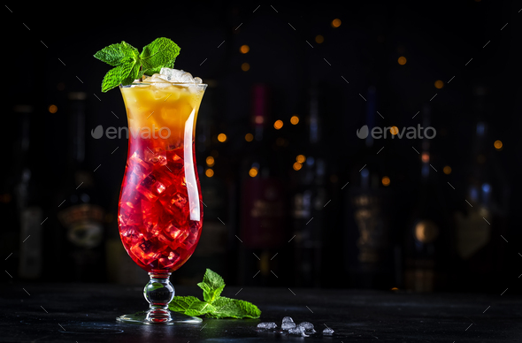 Aruba Ariba summer cocktail drink with vodka, white rum, orange, lemon and pineapple juice