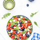 Refreshing watermelon salad with soft cheese, blueberries and arugula, - PhotoDune Item for Sale