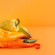 Sweet and hot peppers on an orange background - PhotoDune Item for Sale