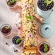 Hot blueberries yeast cake as summer dessert. - PhotoDune Item for Sale