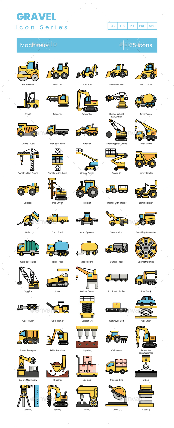 [DOWNLOAD]60 Machinery Icons | Gravel Series