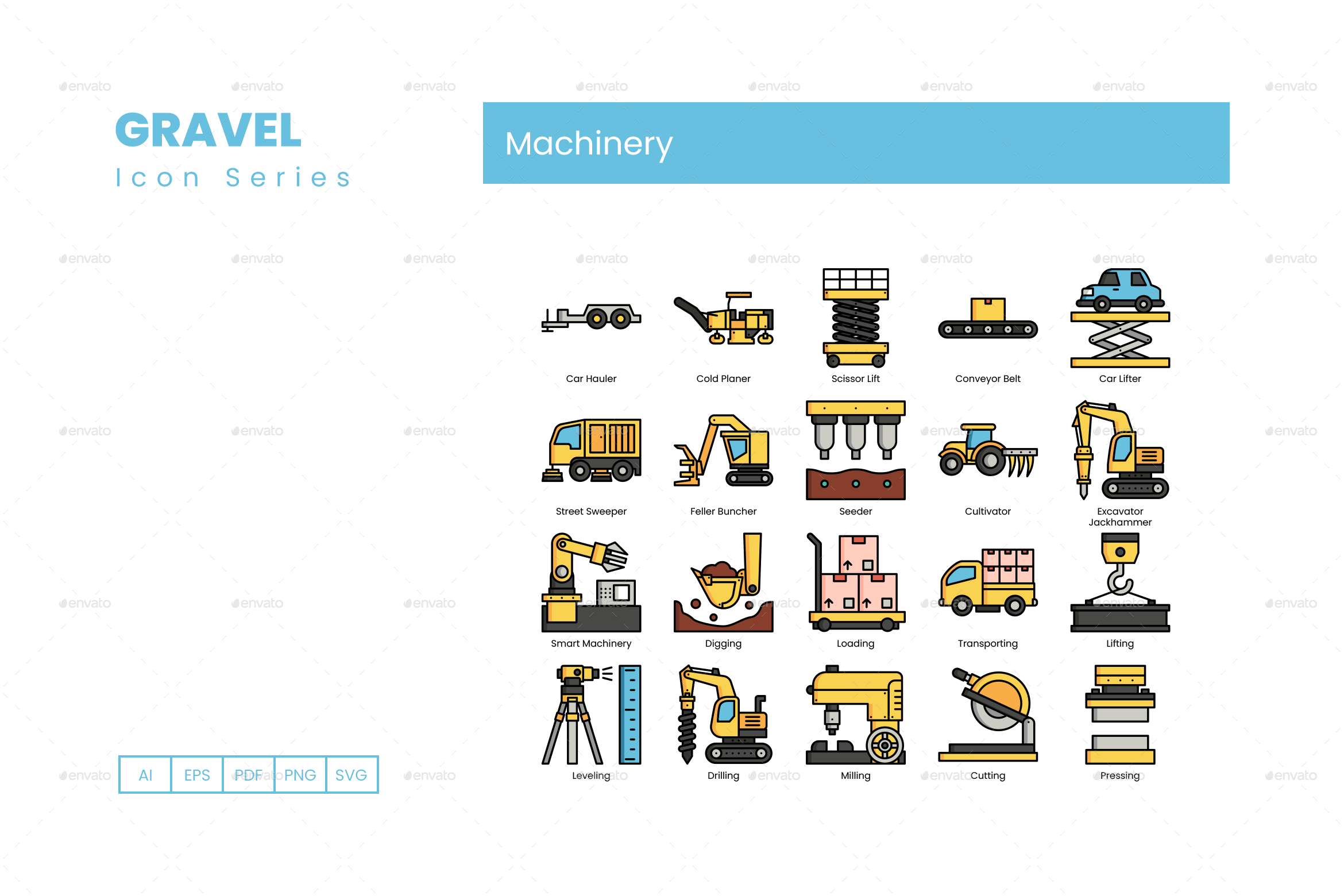 60 Machinery Icons | Gravel Series, Icons | GraphicRiver