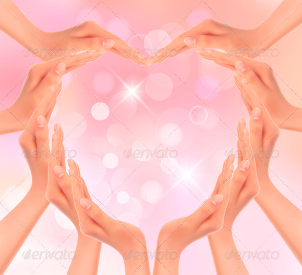 Hands making a heart Valentines day background - Valentines Seasons/Holidays