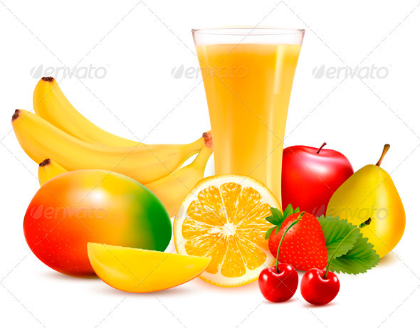 Fresh Color Fruit and Juice - Food Objects