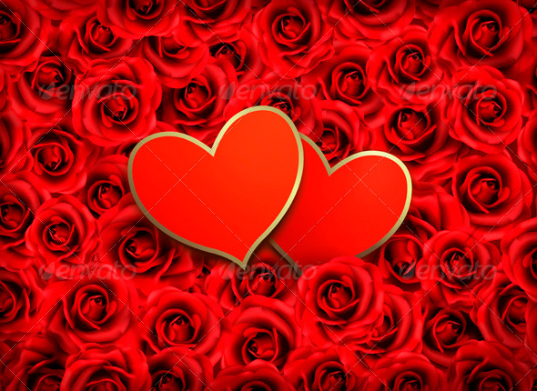 Valentines Day Background Two Hearts on Background - Valentines Seasons/Holidays