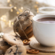 Winter composition with a cup of cocoa and marshmallows on a blurred background. - PhotoDune Item for Sale