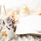 Christmas background with marshmallow snowmen close-up. - PhotoDune Item for Sale