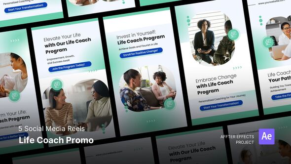 Social Media Reels Life Coach & Tutor -  After Effects Template Product Promo template preview