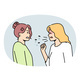 Unhealthy Woman Coughing Near Friend
