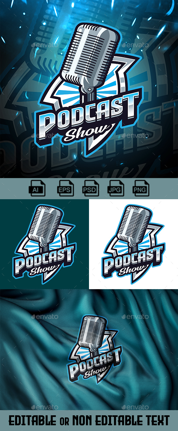 Podcast Mascot Logo Template