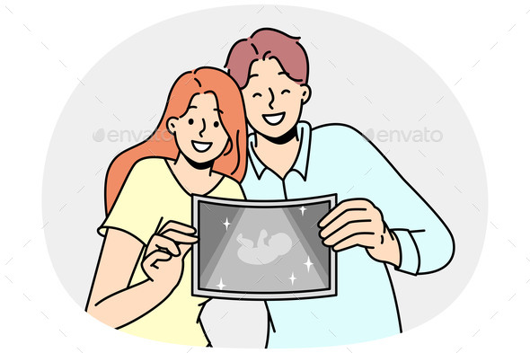 Happy Couple Showing Ultrasound Picture of Baby