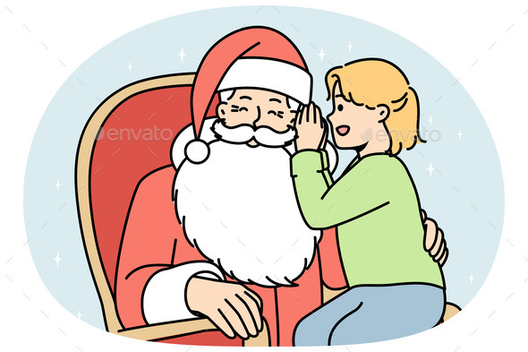 Child Whispering in Santa Claus Ear