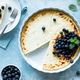Cottage cheese cheesecake with fresh blueberry, top down view - PhotoDune Item for Sale