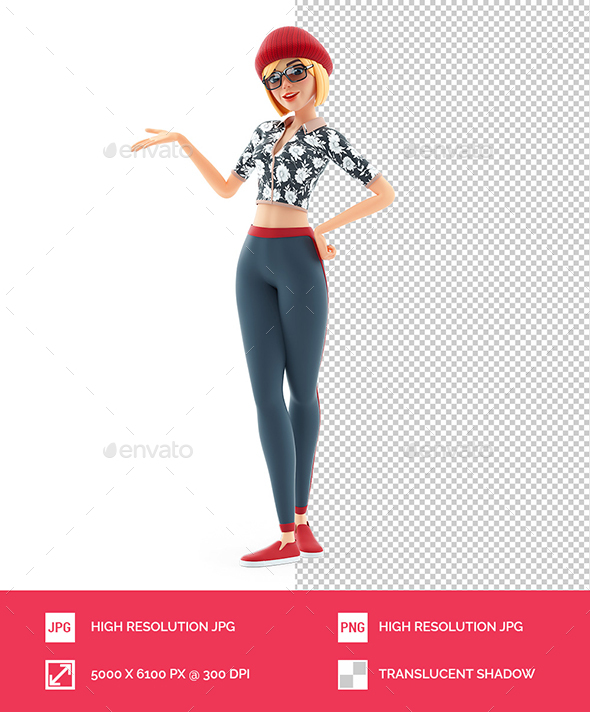 3D Fashion Girl Presenting Pose