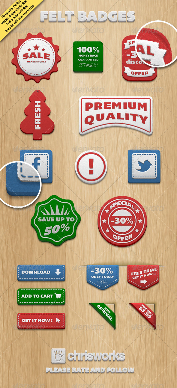 Felt Badges - Badges & Stickers Web Elements