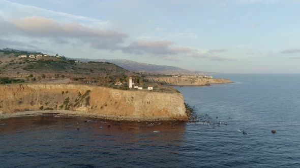 Sunset aerial video of the famous Point Vicente Lighthouse (Rancho Palos Verdes). Video shot by a DJ alt
