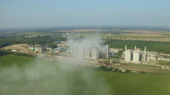 Dolomite Processing Plant Pollute the Atmosphere. Emission to Atmosphere From Industrial Pipes